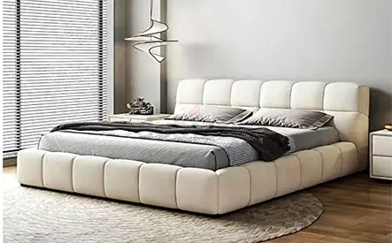 Premium Quality King Size Luxury Fabric Bed With Spring Mattress