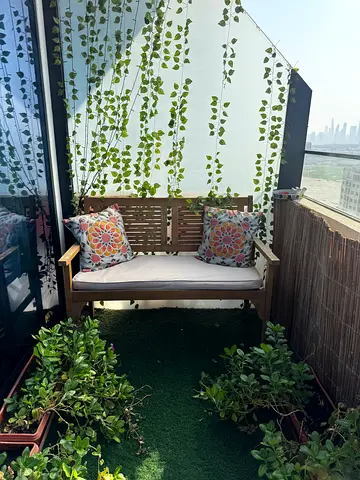 Wooden Outdoor Bench with Cushions