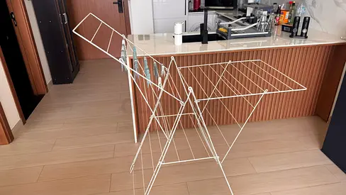 Foldable Indoor/Outdoor Clothes Drying Rack - Light Steel, Good Condition