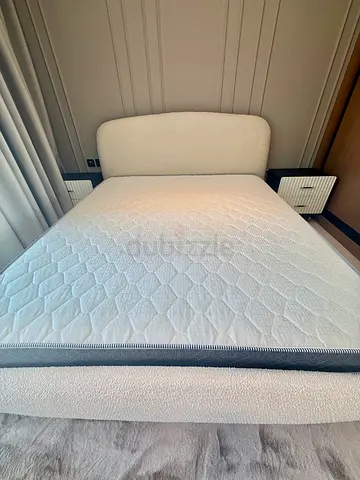 King size (180 cm ) upholstered bed frame with mattress - Brand New