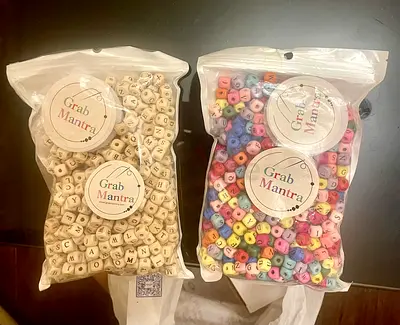 Pack of Alphabet Beads (Two Packs) — Wooden & Pastel Letter Beads for Crafts