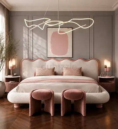Stylish upholstered double bed (Only Bed)