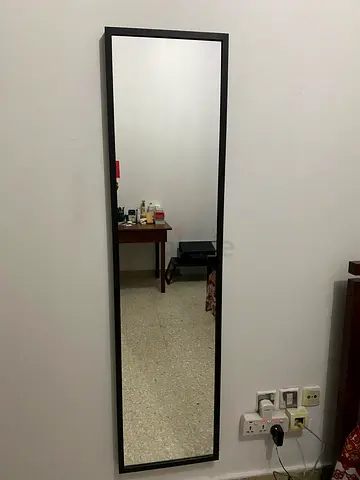 Full-length Wall Mirror with Slim Black Frame - Good Condition
