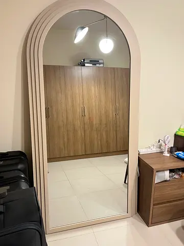 Home Center Large arched full-length wall mirror in beige frame