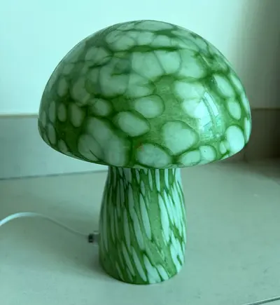 Green Glass Mushroom Table Lamp