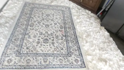 Light cream floral Persian-style rug - good used condition