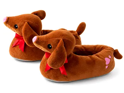 Cute Plush Dog Slippers — Soft Animal House Slippers, Size Needs Checking