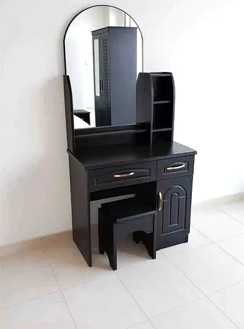 Black Wooden Dressing Table with Mirror for Sale in Dubai