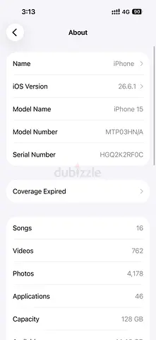 iPhone 15 - 128GB, iOS 26.6.1, Good Condition