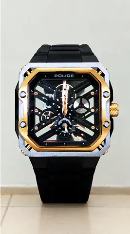 Police Disruptor I 45mm Men's Analog Watch with Black Dial & Silicone Strap