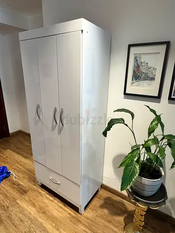 White 3-Door Wardrobe / Storage Cabinet in Good Condition