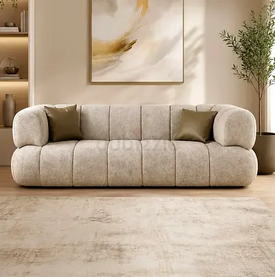 New puffy boucle 3 seater sofa with tufted covered design