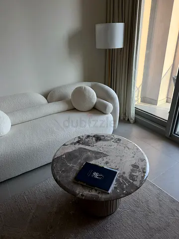 Danube Home Round Coffee Table 80cm, Marble-Effect Top