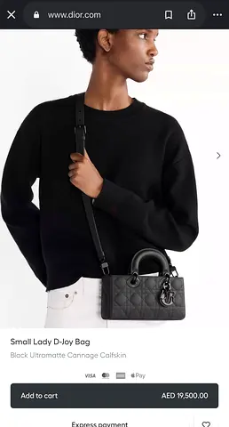 Authentic Small Lady D-Joy Bag Black Ultramatte Cannage Calfskin