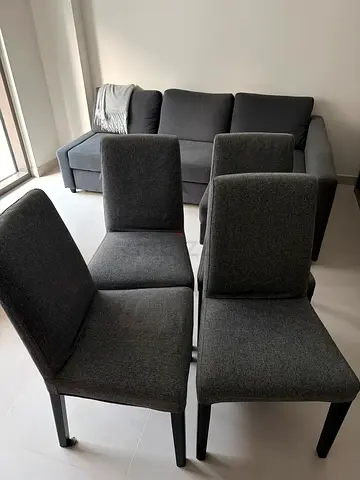 IKEA Bergmund Set of 4 Grey Dining Chairs