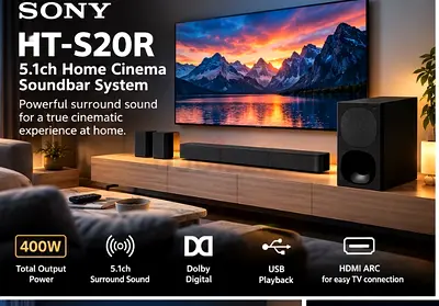 Sony HT-S20R 5.1ch Home Cinema Soundbar System - 400W