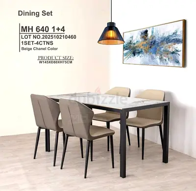 Brand New Top Marble dinning Table with 4 chairs Available