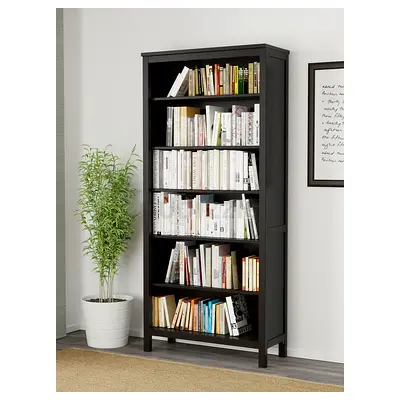 HEMNES Bookcase, black-brown, 35 3/8×77 1/2 "