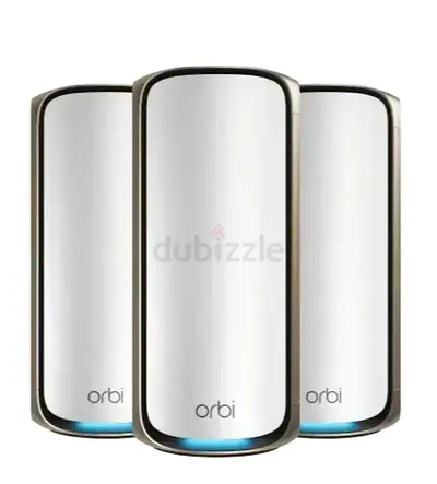 Netgear Orbi 970 Series Quad-Band WiFi 7 Mesh Network System RBE973S, Router + 2 Satellite. (3pack)