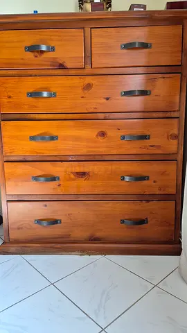 Solid Wood chest of drawers - Natural Finish 4 full width and 2 half width drawers, Australian make