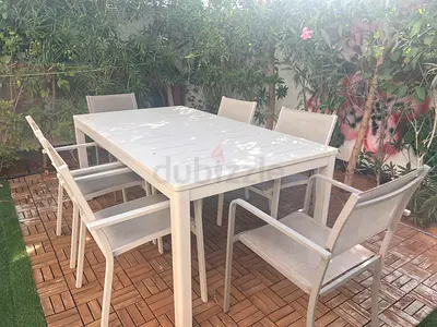 Outdoor 10-Seater Aluminum Dining Table with Chairs