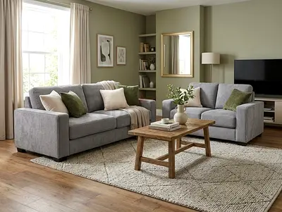 Light grey 3-seater sofa and 2-seater loveseat set - good condition