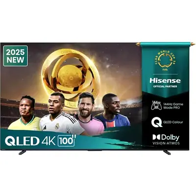 Hisense 100-Inch 4K QLED Smart TV – Best for Home Theater & Gaming | 144 Hz Game Mode, VRR, QLED Col