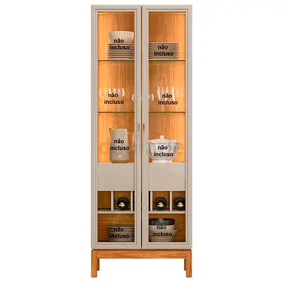 Glass Display Cabinet / Tall Curio Cabinet with Wooden Frame