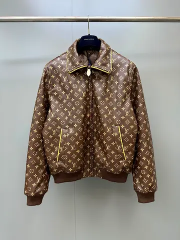Louis Vuitton Brown designer monogram bomber jacket