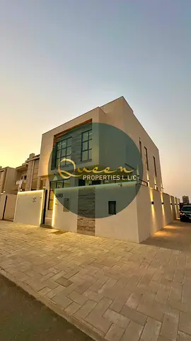 Brand New Villa for Sale in Al Yasmeen Ajman First Tenant 5 Master Bedrooms 2 Living Rooms Majlis Fully Equipped Kitchen Maid Room Two Car Garage