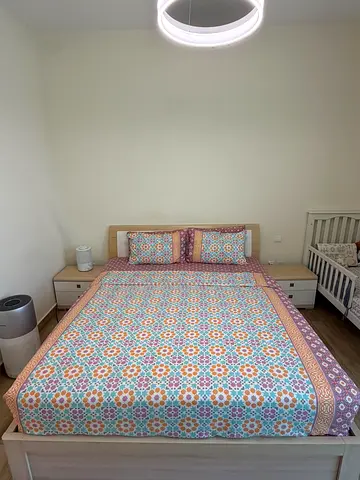 King size bed frame with matching nightstands and mattress (set)