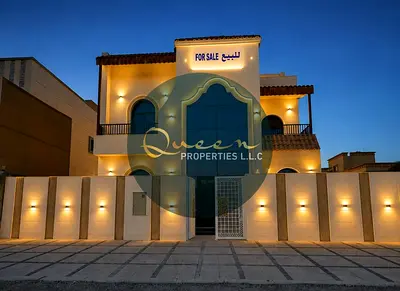 فيلا جديدة أول ساكن للبيع في الياسمين عجمان بواجهة حجر بالكامل 4 غرف ماستر وصالتين وروف وعلى شارعين وسكة ومساحة أرض 3229 قدم بسعر 1650000 درهم فقط