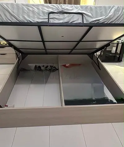 Hydraulic storage bed King Size with side drawer and 23 cm orthopaedic medical mattress king size