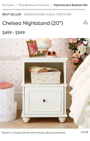 White Wooden Nightstand with Drawer and Open Shelf
