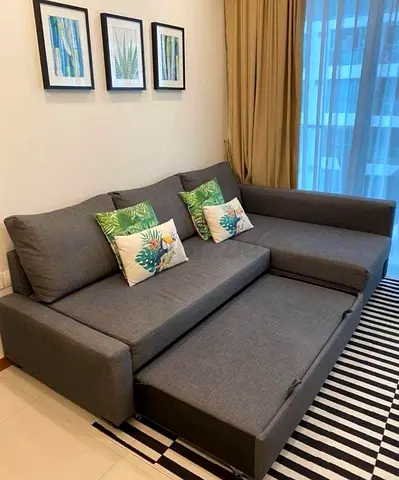 Grey L-shaped Sofa bed with Pull-out Bed - Good Condition