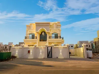 Classic villa with a palatial design and private pool; freehold ownership, with registration and ownership fees included.