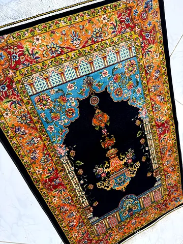 Perisan prayer rug , silk on silk high quality size 1.10 by 0.70