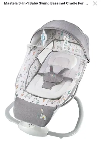 Mastela 3-in-1 Baby Swing Bassinet Cradle - Grey
