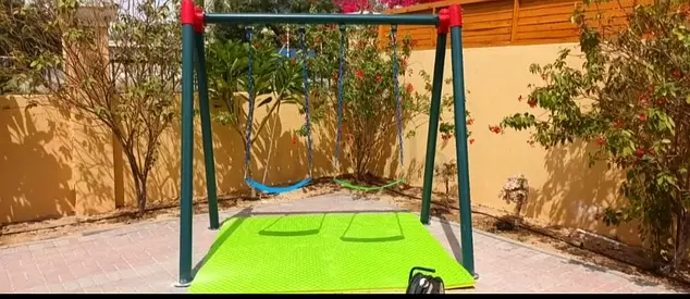 Garden double-seat swing / seesaw - sturdy metal frame, used