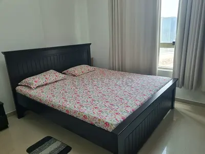 Dark Wood Double Bed Frame with Headboard (Good Condition)