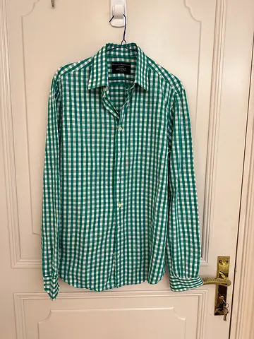 Sartoria Napoletana Green Gingham Shirt – Handmade in Italy – Approx..L