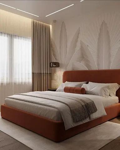 Upholstered Bed with Headboard - Modern Low Profile
