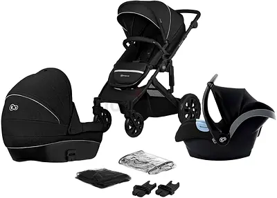 3-in-1 Travel System Stroller with Infant Car Seat and Bassinet - Black