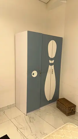 Two-door children's wardrobe in blue and white, good condition
