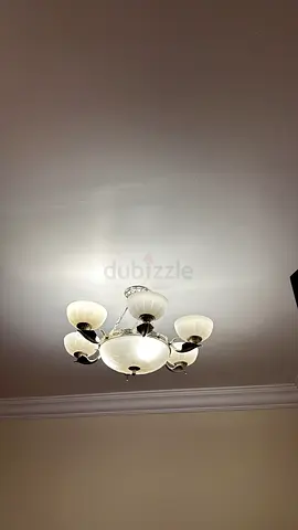 5-arm ceiling light chandelier with frosted glass shades