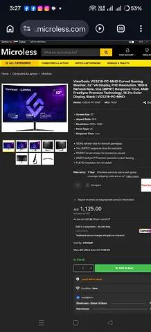 View sonic gaming 32-inch 180hz Curved Gaming Monitor - Full HD