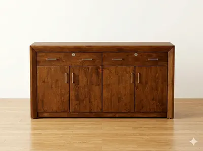 Sideboard / Buffet Cabinet - 4 Doors, 3 Drawers, Brown