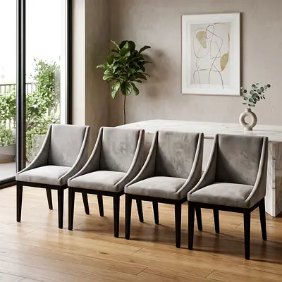 Set of 4 grey chairs West Elm