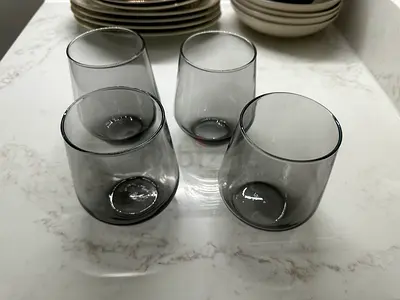 Set of 4 IKEA Smoky Grey Drinking Glasses – Excellent Condition