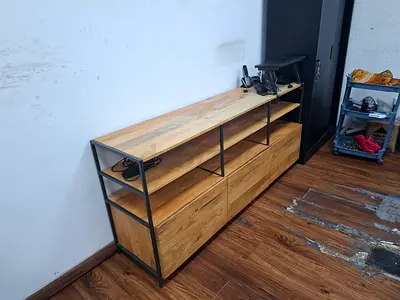Industrial Wooden Sideboard / TV Console with Metal Frame - Good Condition